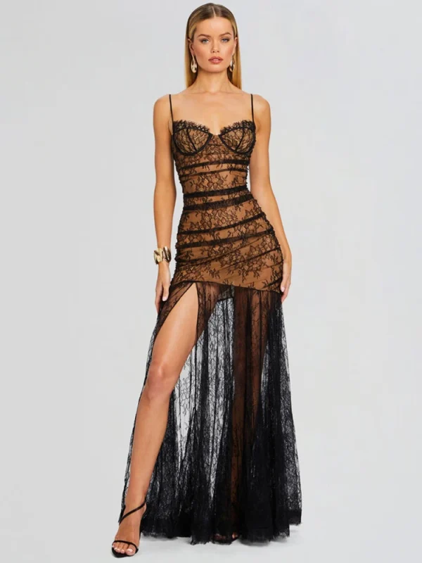 Lace Mermaid High Slit Party Dress - Image 2