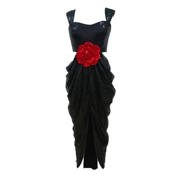 Flower Sequins Ruched Party Dress - Image 4