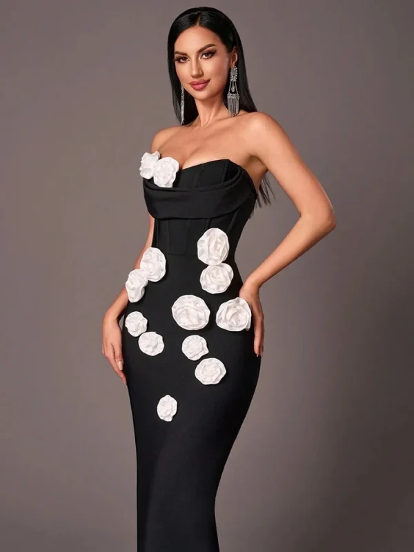 Strapless Floral Corset Party Gown - Image 2