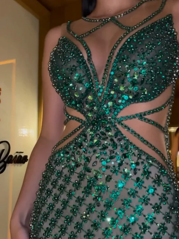 Sequin Nail Bead Bodycon Dress - Image 3