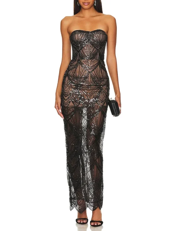 Sequins Beaded Party Dress - Image 3