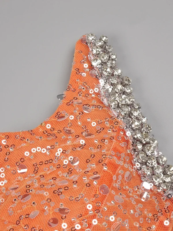 Strapless Diamonds Pearl Sequins Maxi Dress - Image 4