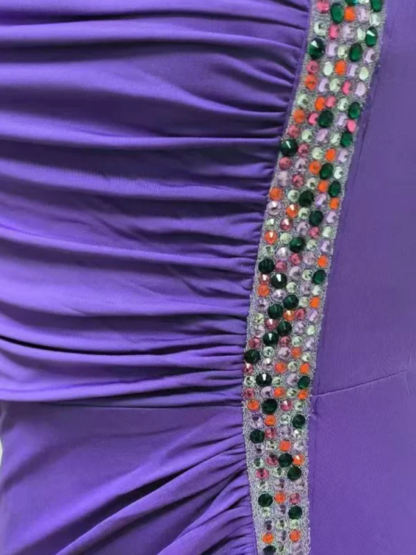 Purple Diamond Halter Long Dress - Image 3