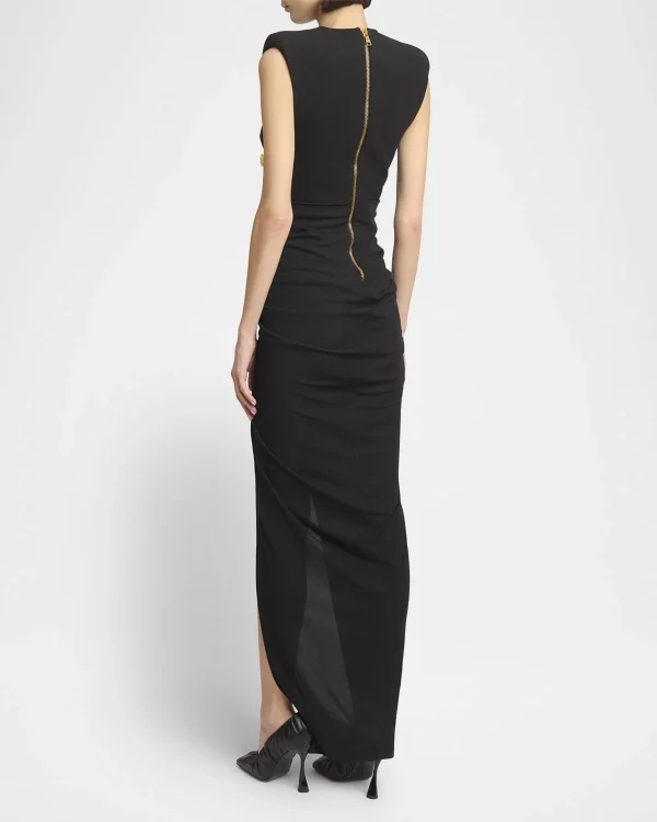 Pleated Waist High Slit Celebrity Gown - Image 2