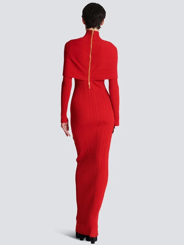 Red Jacquard Bandage Long Dress - Image 6