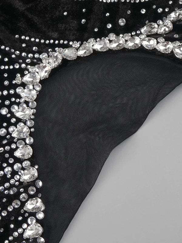 Strapless Crystal Black Maxi Dress - Image 6