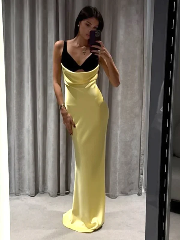 Temperament Contrast Slit Slim Mermaid Party Gown - Image 4