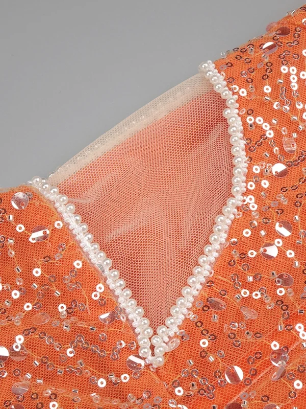 Strapless Diamonds Pearl Sequins Maxi Dress - Image 5