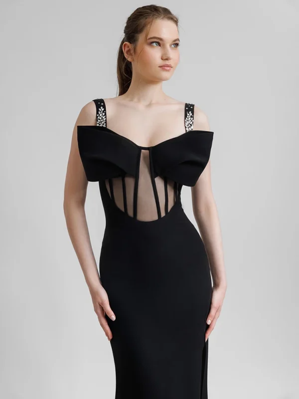 Spaghetti Straps Slit Party Gown - Image 2